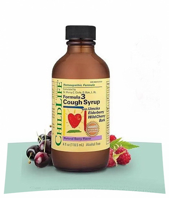 Сироп проти кашлю ChildLife Essentials формула 3 без спирту ягідний смак 118,5 мл - зображення 2