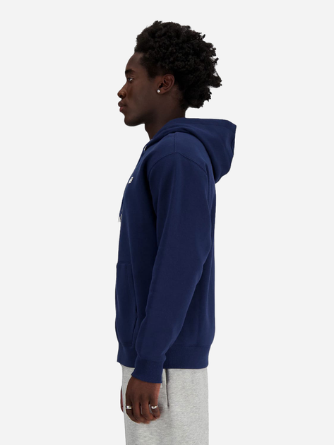 Bluza męska rozpinana streetwear z kapturem New Balance Stacked Logo MJ41501 L Granatowa (197375352541) - obraz 3