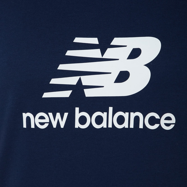 Футболка бавовняна довга чоловіча New Balance Stacked Logo MT41502 S Темно-синя (196941811239) - зображення 7