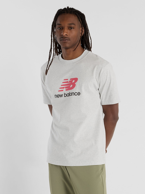 T-shirt męski bawełniany New Balance Athletics Logo MT51500 S Jasnoszary (197967256370) - obraz 5