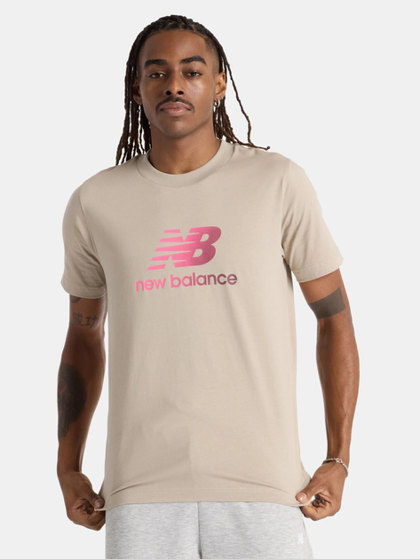 Футболка бавовняна довга чоловіча New Balance Sport Essentials Gradient Logo MT51503 2XL Бежева (197967257186) - зображення 1