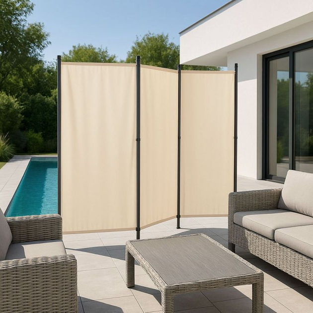 Składany parawan ogrodowy ModernHome by Multistore 3-panelowy 167 x 164 cm beżowy (AW-022/3TLG BEIGE) - obraz 11