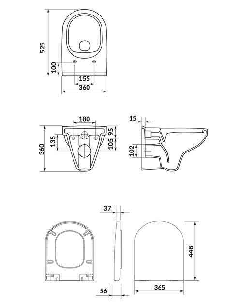 Підвісний унітаз Cersanit Zip SimpleOn з сидінням duraplast S701-565 - зображення 3
