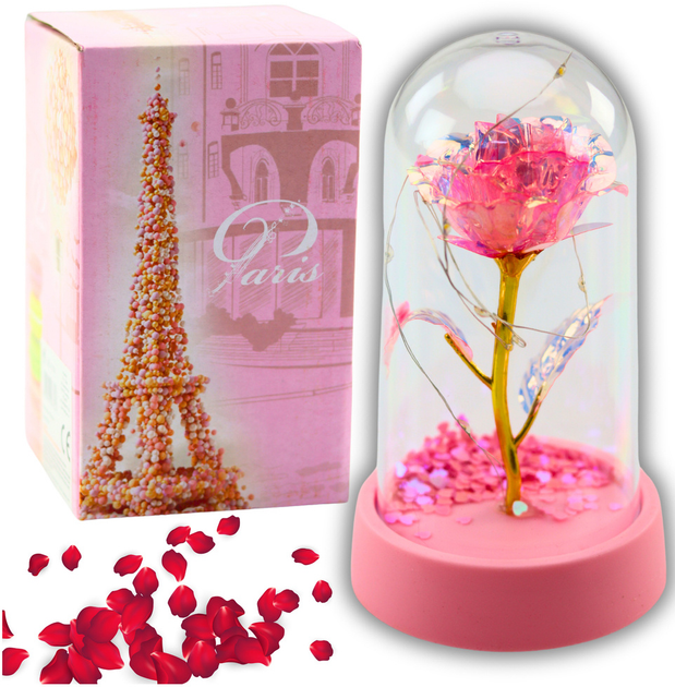Вічна троянда в колбі Lena Toys світлодіодна рожева 14x8 см (5905991037347) - зображення 3