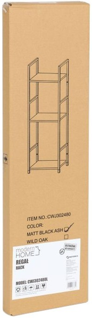 Regał ModernHome by Multistore drewniany 3 półki loft czarny (CWJ302480L BLACK) - obraz 4