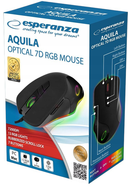 Mysz Esperanza Aquila EM132 Black (5901299959336) - obraz 3
