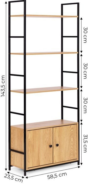 Regał ModernHome by Multistore z zamykaną szafką 4 półki loft (CWG6024144L-WL-O) - obraz 6