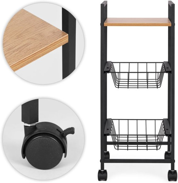 Regał ModernHome by Multistore z 2 koszami i półką organizer na kółkach (SNJ293070Q-WL-O) - obraz 5