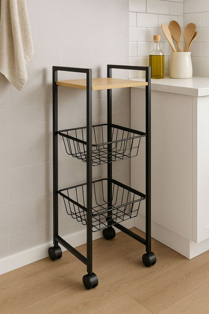 Regał ModernHome by Multistore z 2 koszami i półką organizer na kółkach (SNJ293070Q-WL-O) - obraz 9
