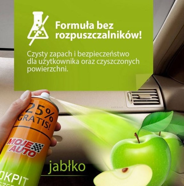 Spray do kokpitu Moje Auto JABŁKO Błyszczący 750 ml (5905694008880) - obraz 5