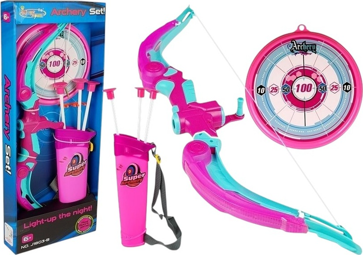 Łuk LEAN Toys z tarczą + 3 strzały 4224 Pink (5905991032274) - obraz 2