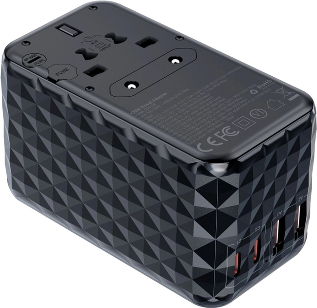 Ładowarka sieciowa Choetech 4xUSB 100W PD (2xUSB-C+2xUSB-A) charger diamond model Black (PD6028-BK) - obraz 2