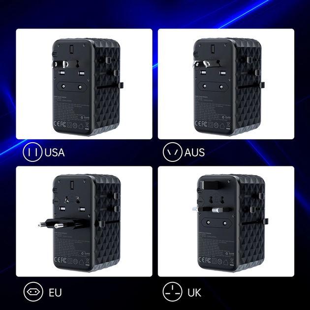 Ładowarka sieciowa Choetech 4xUSB 100W PD (2xUSB-C+2xUSB-A) charger diamond model Black (PD6028-BK) - obraz 5
