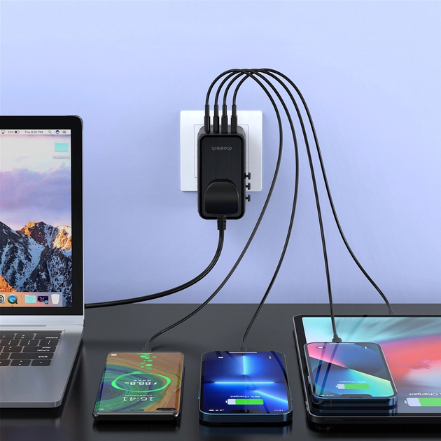 Ładowarka sieciowa Choetech 4xUSB 100W PD (2xUSB-C+2xUSB-A) charger diamond model Black (PD6028-BK) - obraz 6