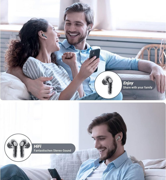 Słuchawki Acefast T8 Crystal color (2) bluetooth earbuds Bright Black (AFT8BB) - obraz 7