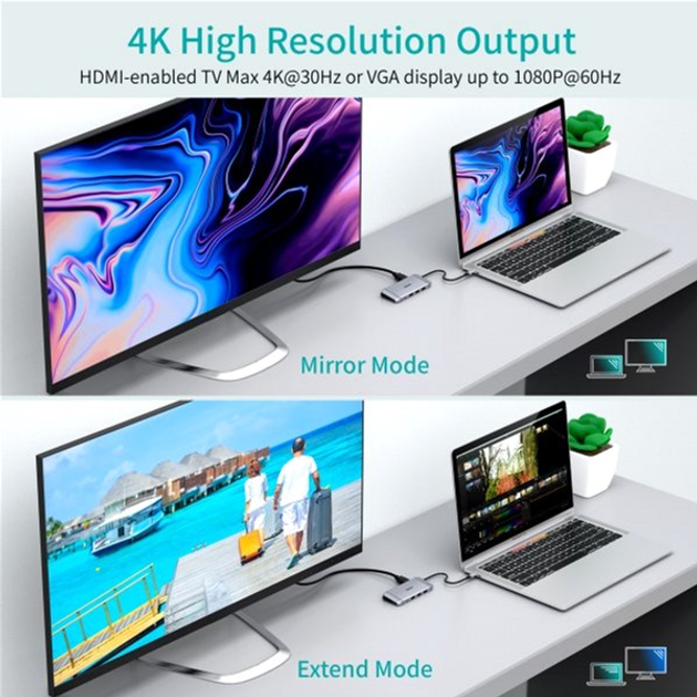 Stacja dokująca Choetech USB-C 9-w-1 (HUB-M15-GY) - obraz 6