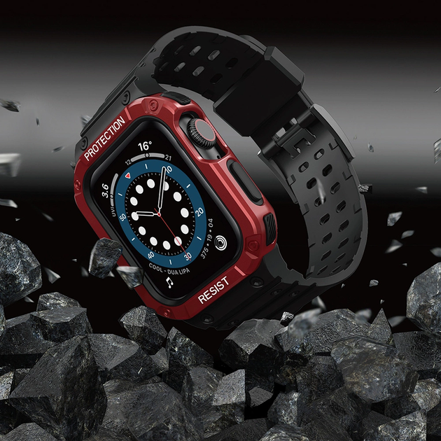 Pasek z etui Hurtel Protect Strap Band do Apple Watch 38/40/41 mm Black/Red (9145576231517) - obraz 5