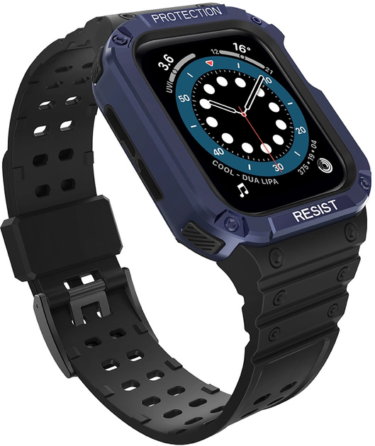 Pasek z etui Hurtel Protect Strap Band do Apple Watch 38/40/41 mm Black/Blue (9145576231548) - obraz 2