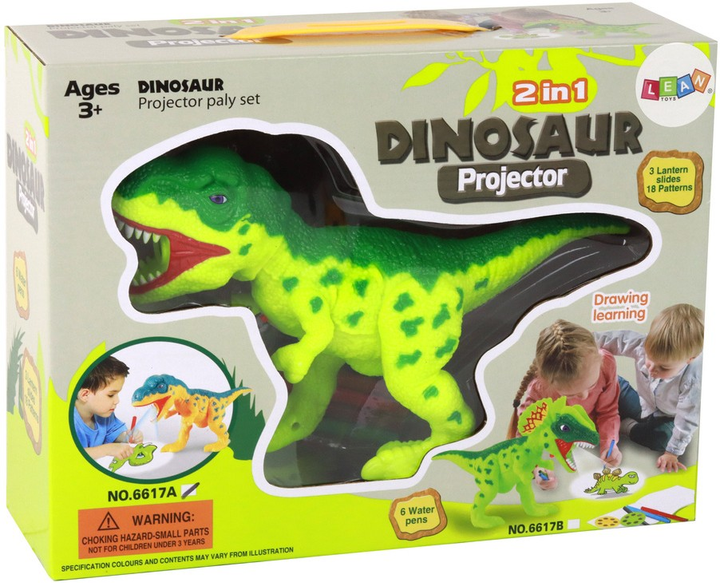 Projektor do rysowania LEAN Toys Dinozaur + pisaki 18 obrazków (1753) (5905884458013) - obraz 1