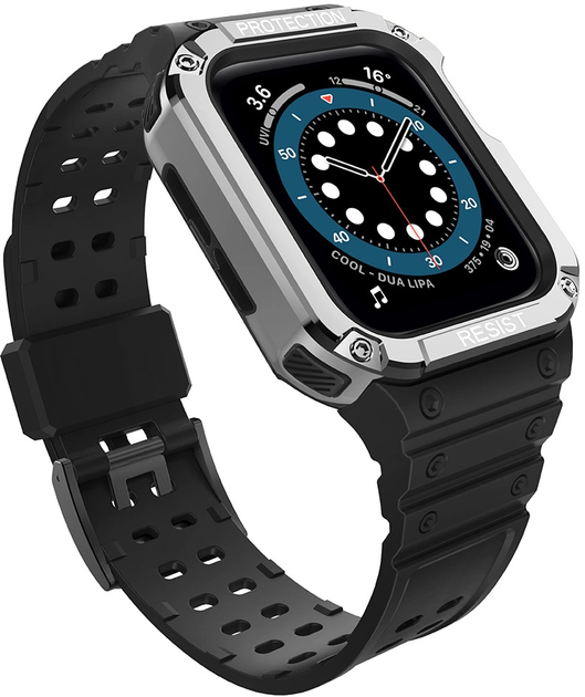 Pasek z etui Hurtel Protect Strap Band do Apple Watch 38/40/41 mm Black/Silver (9145576231593) - obraz 2