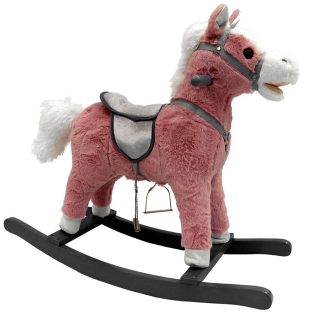 Коник - гойдалка LEAN Toys зі звуковими ефектами 74 см рожевий (5905679071083) - зображення 1