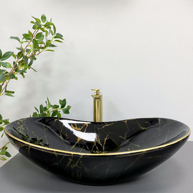 Умивальник (раковина) VBI TURIN MARBLE BLACK GLOSSY накладний - изображение 4