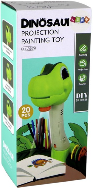 Projektor do rysowania LEAN Toys Dinozaur dźwięki + akcesoria (16321) (5905679078549) - obraz 1