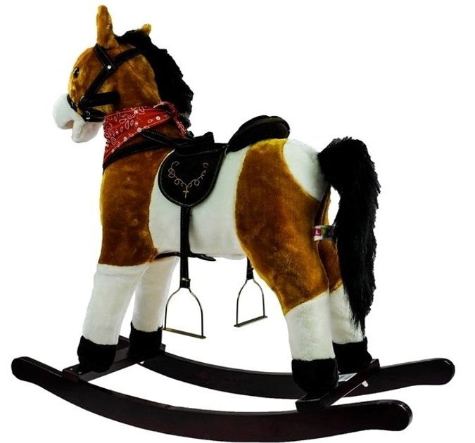 Koń na biegunach LEAN Toys rusza pyskiem ogonem 74 cm Jasny Brąz 2254 (5902808151715) - obraz 4