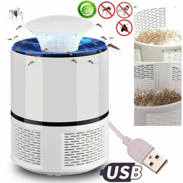 Ловушка уничтожителя для комаров Mosquito Killer Lamp работает от USB белая - Фото 1 Ловушка уничтожителя для комаров Mosquito Killer Lamp работает от USB белая - изображение 1