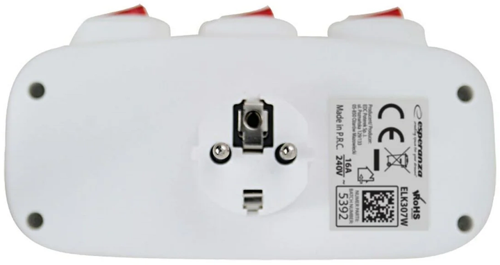 Розгалужувач мережі Esperanza ELK307W 3 розетки White - зображення 5