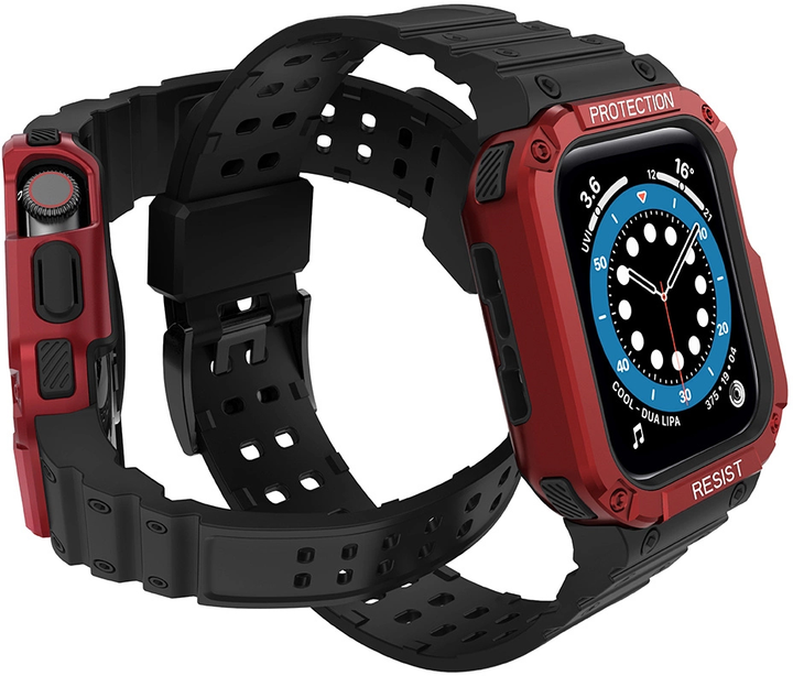 Pasek z etui Hurtel Protect Strap Band do Apple Watch 42/44/45 mm Black/Red (9145576231654) - obraz 3