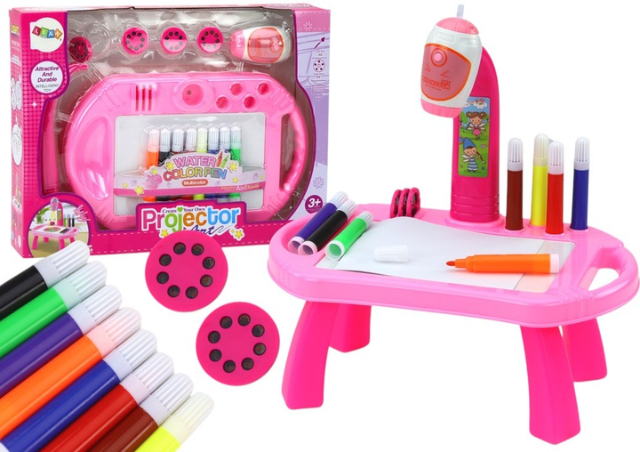 Projektor do rysowania LEAN Toys ze stolikiem różowy (19609) (5905991009849) - obraz 2