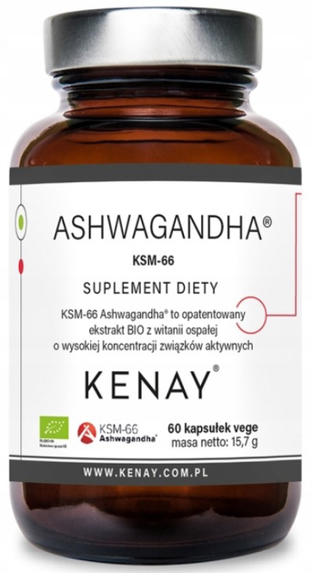 Натуральна дієтична добавка Kenay ashwagandha KSM- 66 BIO 60 капсул (5900672155358) - зображення 1