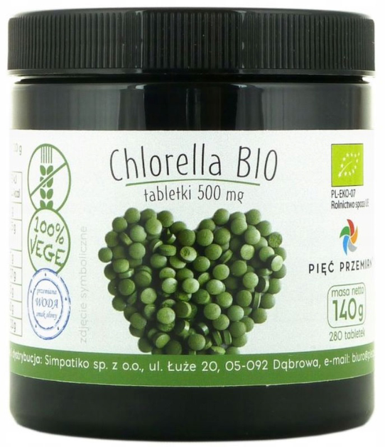 Naturalny suplement diety Pięć Przemian chlorella BIO tabletki 140 g (5902837812458) - obraz 1