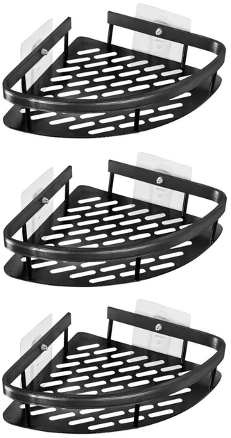 Настінна полиця - кутова органайзер Bathroom shelf nook 3шт. для ванної кімнати душової кабіни, кухні [ID: 2573847432] - зображення 4