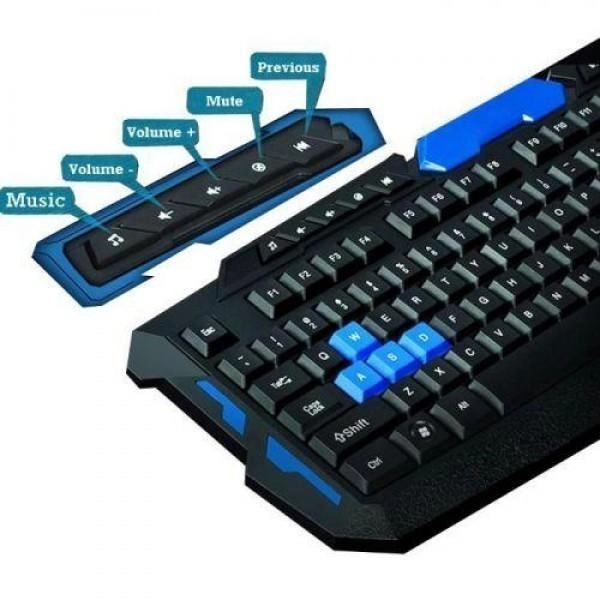 Комплект проводная клавиатура и мышь UKC HK-8100 чёрно-синий [ID: 2596796152] - изображение 3
