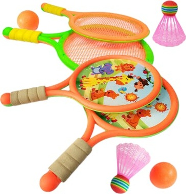 Zestaw do gry w badmintona LEAN Toys Dinozaury 20493 Orange-Green (5901811136436) - obraz 3