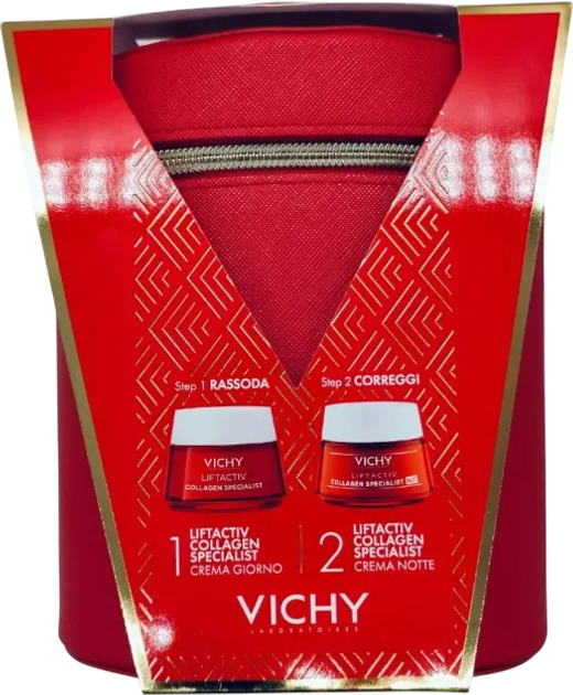 Zestaw do pielęgnacji twarzy Vichy Liftactiv Collagen Specialist Krem do twarzy na dzień 50 ml + Krem do twarzy na noc 50 ml + Kosmetyczka (8054800488447) - obraz 1