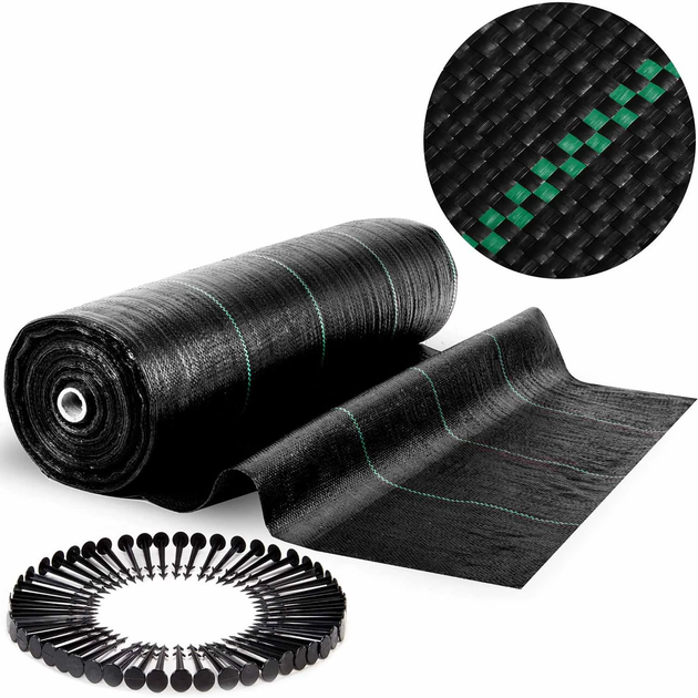 Agrotkanina ogrodowa Plonos + 100 szpilek 1.6 m x 100 m 90 g/m2 Czarna (5903890629083) - obraz 3