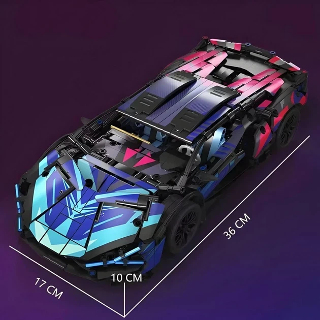 Конструктор гоночный автомобиль Lamborghini Cyberpunk 1314 деталей - Фото 7 Конструктор гоночный автомобиль Lamborghini Cyberpunk 1314 деталей - изображение 7