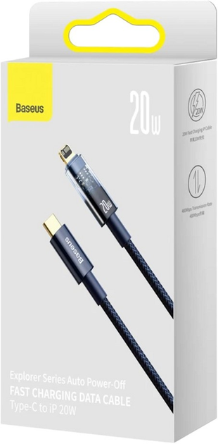 Kabel Baseus Explorer USB Type-C - Lightning 1 m 20 W Blue (AT6932172605674) - obraz 6