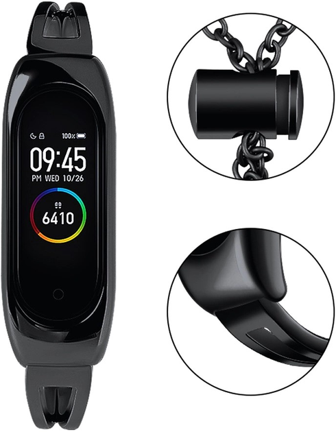 Pasek Hurtel Metal bracelet do Xiaomi Mi Band 3/4/5/6 Black (9145576225530) - obraz 2