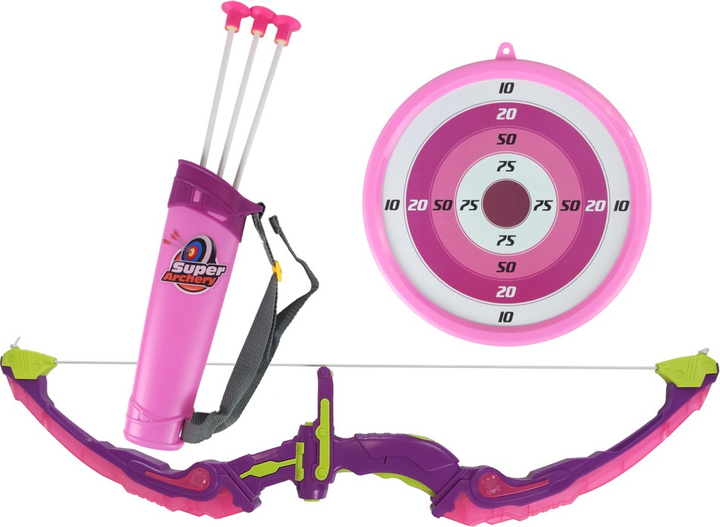 Лук LEAN Toys з мішенню та 3 стрілами 9285 Pink (5904204753319) - зображення 4