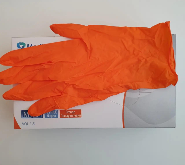 Рукавички Medicom SafeTouch® Premium Orange нітрилові без пудри текстуровані розмір L 100 шт. Чорні 5,0 г (1117) - зображення 2