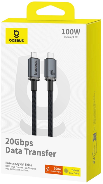 Кабель Baseus Crystal Shine USB Type-C - USB Type-C 1.5 м 100 Вт Black (AT6932172657994) - зображення 7