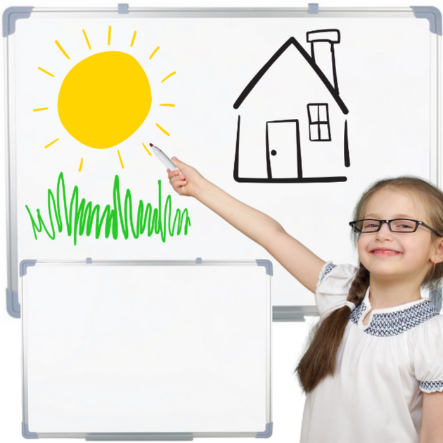 Tablica magnetyczna LEAN Toys Wielofunkcyjna Suchościeralna Biała 90x60cm (5905991030492) - obraz 4