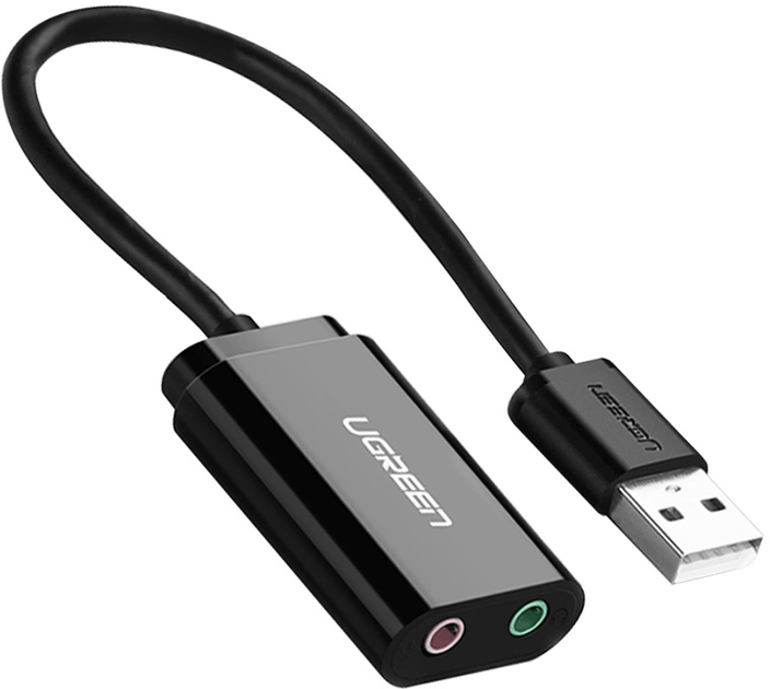 Karta dźwiękowa Ugreen US205 USB 3.5mm Jack TRS (Mic & Ear) Black (1206809345) - obraz 1