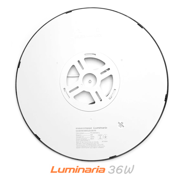 Світильник світлодіодний накладний GLR-36W BLACK Luminaria 5000K 3960Lm 220V IP20 Ø400x23мм 36Вт чорний - зображення 2