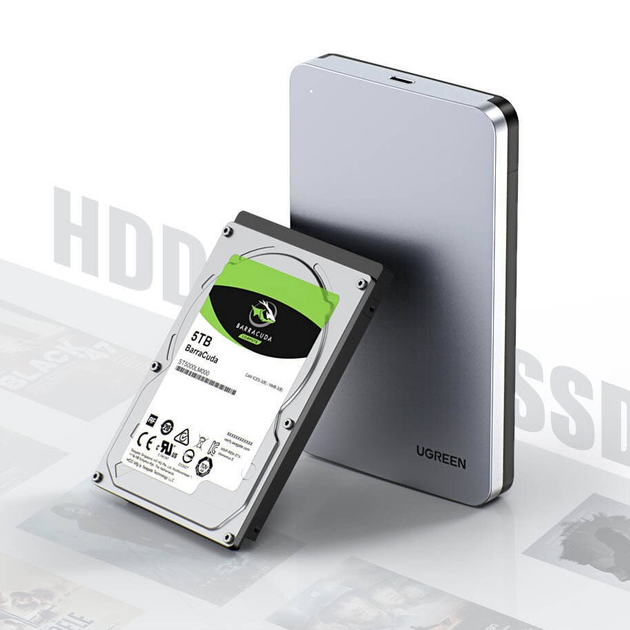 Зовнішня кишеня Ugreen CM300 70498 USB 3.2 Gen 2 SATA III 2.5" Grey (6957303874989) - зображення 5