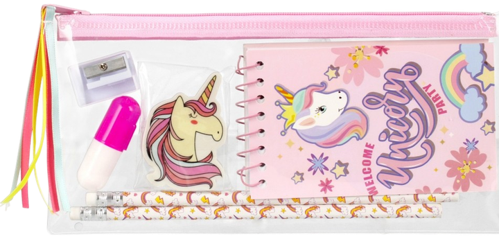 Шкільний набір Starpak Unicorn Notes на спіралі + 2 олівки + гумка + міні маркер + точилка + пенал (5904335870855) - зображення 1